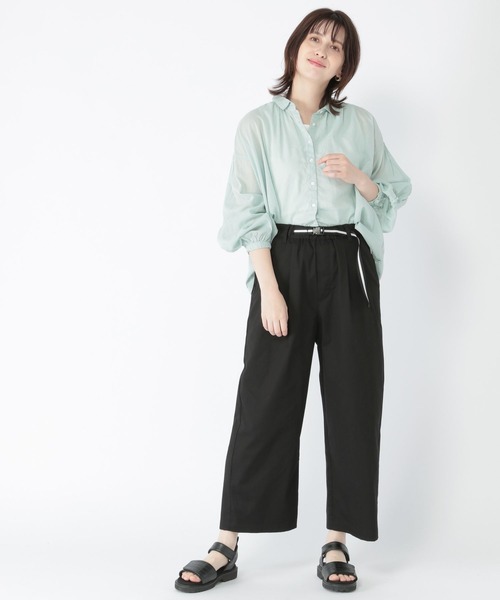 studio CLIP（スタディオクリップ）の「【撥水/UV/防汚】レジャーガチャベルト付きワイドパンツ（その他パンツ・レディース・ブラック/ベージュ/カーキ・FREE）」の4枚目の写真