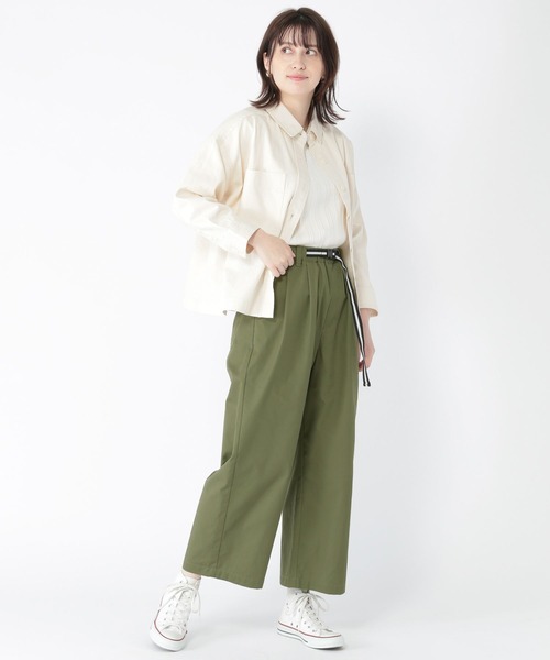 studio CLIP（スタディオクリップ）の「【撥水/UV/防汚】レジャーガチャベルト付きワイドパンツ（その他パンツ・レディース・ブラック/ベージュ/カーキ・FREE）」の6枚目の写真