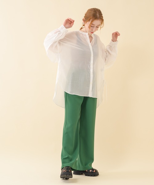 Paradise Picnic（パラダイスピクニック）の「CYAN ウエストギャザーカラーワイドパンツ（その他パンツ・レディース・ブラック/グリーン/アイボリー・FREE）」の14枚目の写真