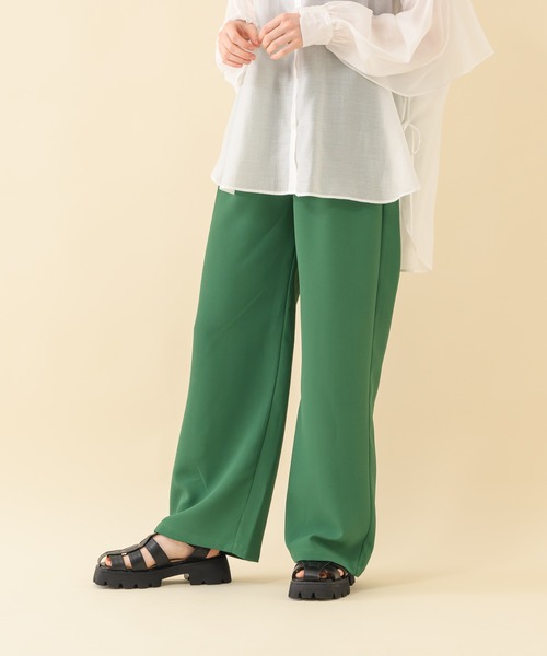 Paradise Picnic（パラダイスピクニック）の「CYAN ウエストギャザーカラーワイドパンツ（その他パンツ・レディース・ブラック/グリーン/アイボリー・FREE）」の16枚目の写真