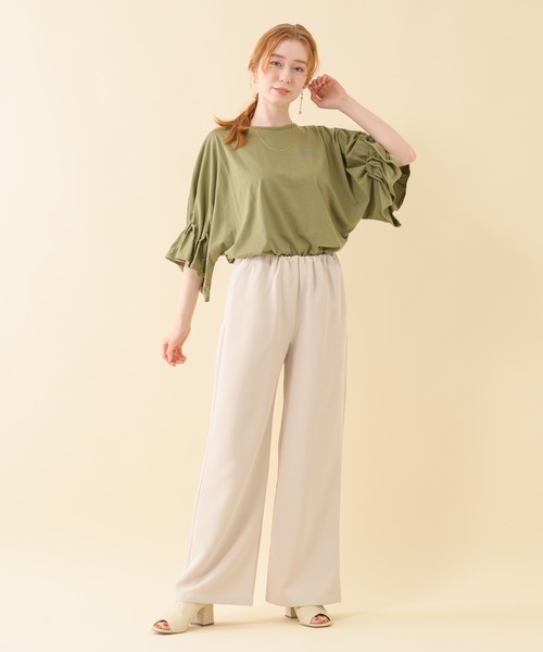 Paradise Picnic（パラダイスピクニック）の「CYAN ウエストギャザーカラーワイドパンツ（その他パンツ・レディース・ブラック/グリーン/アイボリー・FREE）」の22枚目の写真