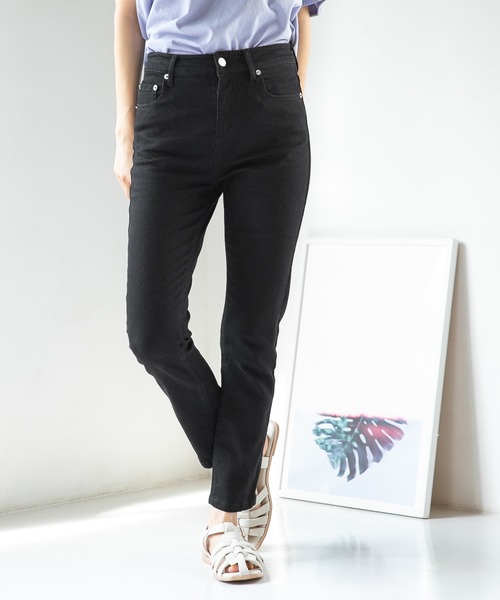 mysty woman（ミスティウーマン）の「デニムスキニーパンツ 299373（デニムパンツ・レディース・ブラック/ネイビー/ブルー系その他・SMALL/MEDIUM/LARGE）」の2枚目の写真