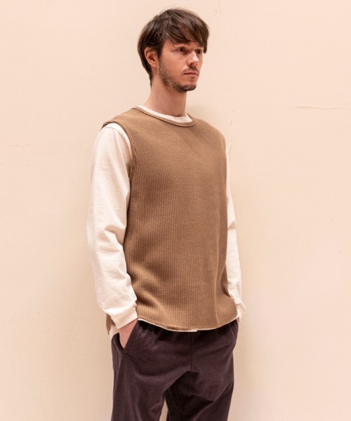 Jackman（ジャックマン）の「Waffle Under Vest（ベスト・メンズ・サンドベージュ/スミクロ・MEDIUM/LARGE）」の10枚目の写真