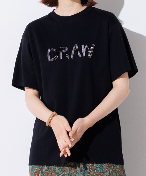 tシャツ hunch ビーズ刺繍ロゴTシャツ レディース hunch tシャツ ビーズ刺繍ロゴTシャツ レディース : ZOZOTOWN
