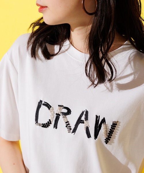 tシャツ hunch ビーズ刺繍ロゴTシャツ レディース hunch tシャツ ビーズ刺繍ロゴTシャツ レディース : ZOZOTOWN