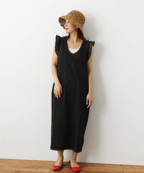 RODEO CROWNS WIDE BOWL（ロデオクラウンズワイドボウル）の「デニムフリルワンピース（ワンピース・レディース・ブルー/ブラック・FREE）」の15枚目の写真