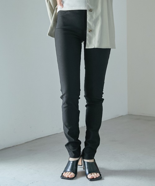 Fashion Letter（ファッションレター）の「レーヨンツイルストレッチレギンスパンツ（チノパンツ・レディース・カーキ/ネイビー/ブラック/ベージュ・M/L/LL）」の2枚目の写真