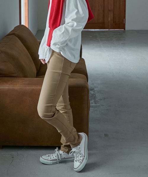 Fashion Letter（ファッションレター）の「レーヨンツイルストレッチレギンスパンツ（チノパンツ・レディース・カーキ/ネイビー/ブラック/ベージュ・M/L/LL）」の15枚目の写真