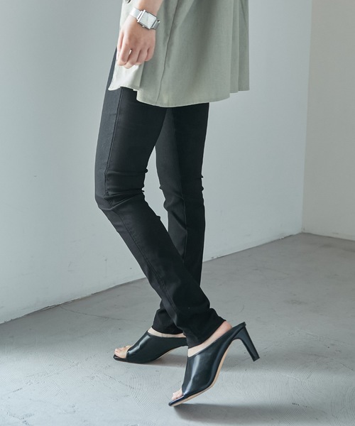 Fashion Letter（ファッションレター）の「レーヨンツイルストレッチレギンスパンツ（チノパンツ・レディース・カーキ/ネイビー/ブラック/ベージュ・M/L/LL）」の9枚目の写真