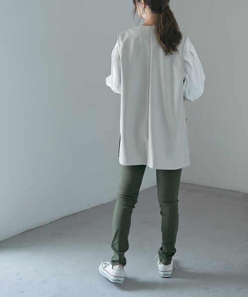 Fashion Letter（ファッションレター）の「レーヨンツイルストレッチレギンスパンツ（チノパンツ・レディース・カーキ/ネイビー/ブラック/ベージュ・M/L/LL）」の7枚目の写真