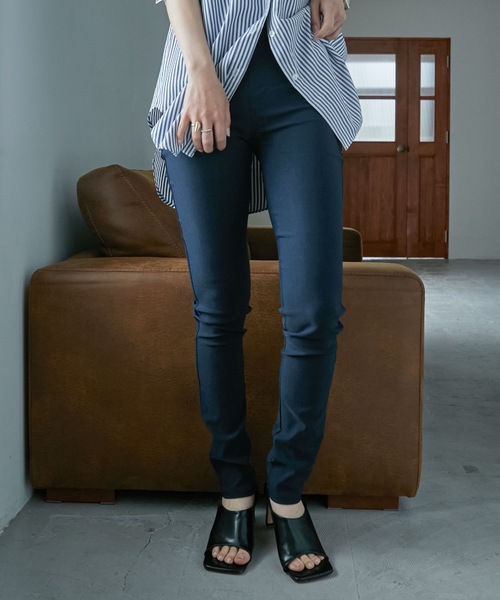 Fashion Letter（ファッションレター）の「レーヨンツイルストレッチレギンスパンツ（チノパンツ・レディース・カーキ/ネイビー/ブラック/ベージュ・M/L/LL）」の21枚目の写真