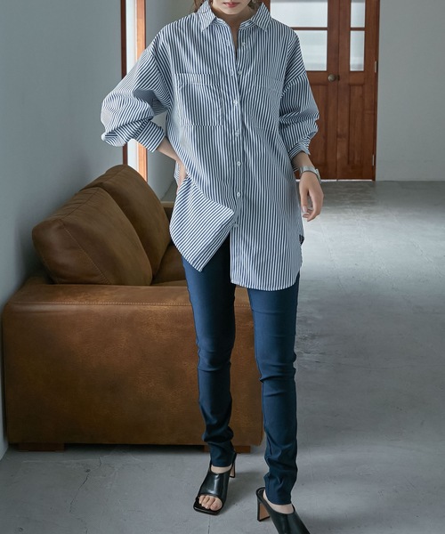 Fashion Letter（ファッションレター）の「レーヨンツイルストレッチレギンスパンツ（チノパンツ・レディース・カーキ/ネイビー/ブラック/ベージュ・M/L/LL）」の6枚目の写真