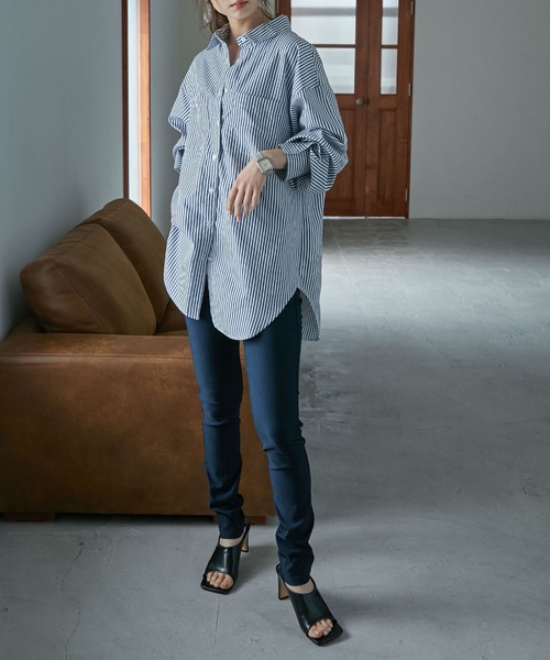 Fashion Letter（ファッションレター）の「レーヨンツイルストレッチレギンスパンツ（チノパンツ・レディース・カーキ/ネイビー/ブラック/ベージュ・M/L/LL）」の10枚目の写真