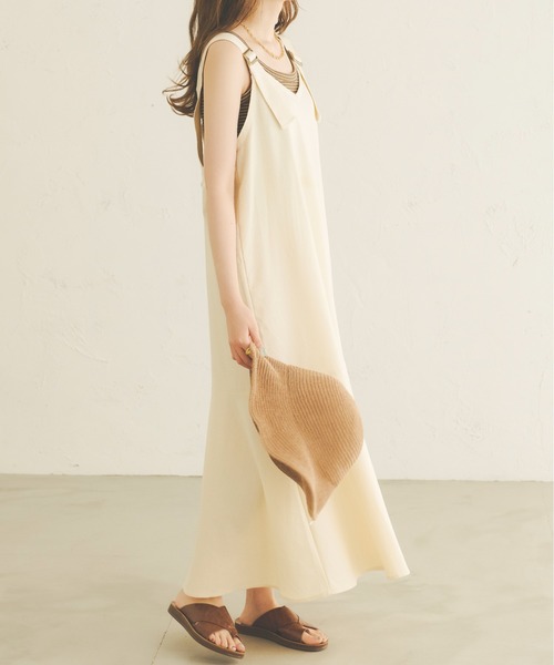 Ambre Neige(アンブルネージュ)の「リネンベルトキャミワンピース/【WEB/EC限定商品】(ワンピース・レディース・ダークブラウン/アイボリー・FREE)」の5枚目の写真