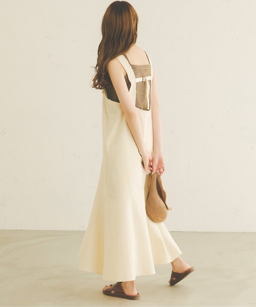 Ambre Neige(アンブルネージュ)の「リネンベルトキャミワンピース/【WEB/EC限定商品】(ワンピース・レディース・ダークブラウン/アイボリー・FREE)」の7枚目の写真
