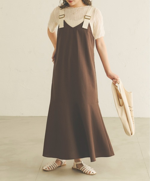 Ambre Neige(アンブルネージュ)の「リネンベルトキャミワンピース/【WEB/EC限定商品】(ワンピース・レディース・ダークブラウン/アイボリー・FREE)」の9枚目の写真