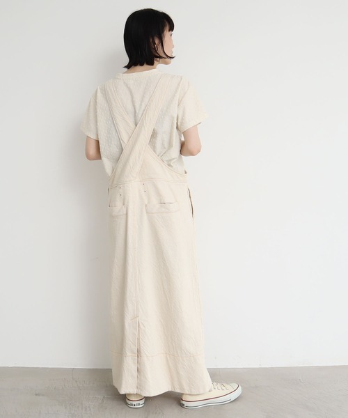 l'atelier du savon(アトリエドサボン)の「C/太綾 サロペットIラインスカート(ジャンパースカート・レディース・ネイビー/アイボリー・FREE)」の12枚目の写真