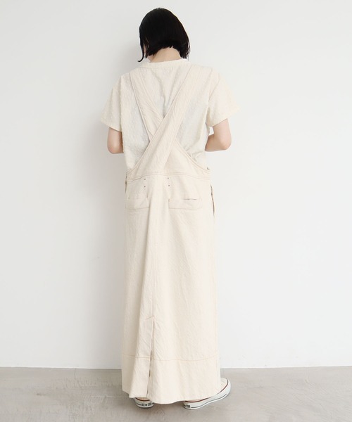 l'atelier du savon(アトリエドサボン)の「C/太綾 サロペットIラインスカート(ジャンパースカート・レディース・ネイビー/アイボリー・FREE)」の21枚目の写真