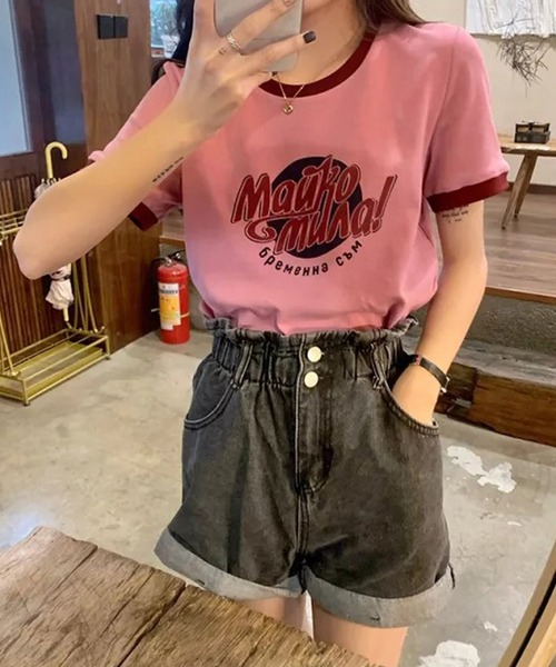 Auntie Rosa(アンティローザ)の「カレッジロゴリンガーTシャツ(Tシャツ/カットソー・レディース・ピンク・FREE)」の7枚目の写真