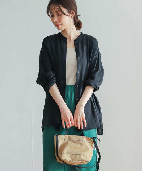 URBAN RESEARCH DOORS（アーバンリサーチドアーズ）の「ダブルガーゼバンドカラーシャツ（シャツ/ブラウス・レディース・ナチュラル/パープル/ブラック・MEDIUM）」の14枚目の写真