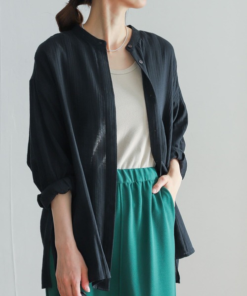 URBAN RESEARCH DOORS（アーバンリサーチドアーズ）の「ダブルガーゼバンドカラーシャツ（シャツ/ブラウス・レディース・ナチュラル/パープル/ブラック・MEDIUM）」の17枚目の写真