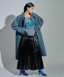 メゾンスペシャル【極美品】人気　ロング丈　ミックスツイードステンカラーコート36 ミックスツイードボリュームステンカラーコート【MAISON SPECIAL