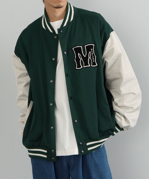 BEAMS HEART（ビームスハート）の「BEAMS HEART / ポリエステル コットン ワッペン ビッグ スタジャン（スタジャン・メンズ・ブラック/ダークグリーン・SMALL/MEDIUM/LARGE）」の2枚目の写真