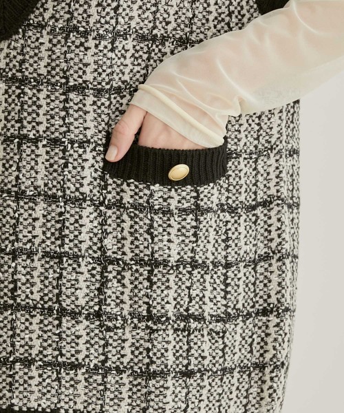 VIS(ビス)の「ツイードニットベスト(ベスト・レディース・ネイビー/ブラック系その他・FREE)」の7枚目の写真