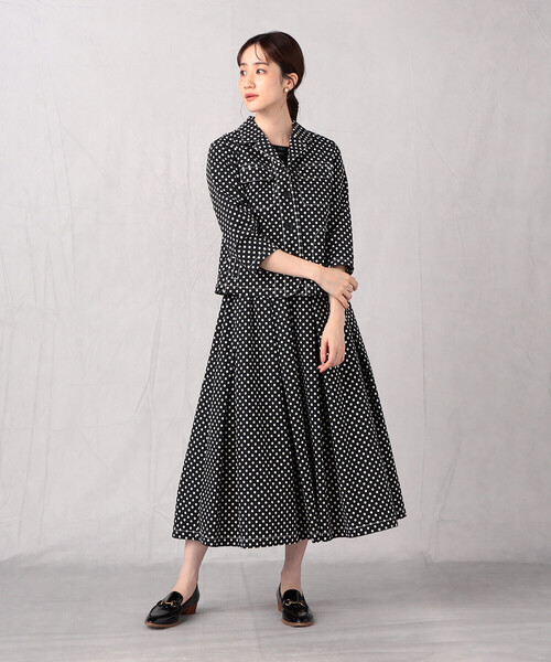 Comme　Ca　Mature（コムサマチュア）の「【セットアップ対応】＜ウォッシャブル＞ドットプリント　スカート（スカート・レディース・ブラック/ネイビー・FREE）」の4枚目の写真