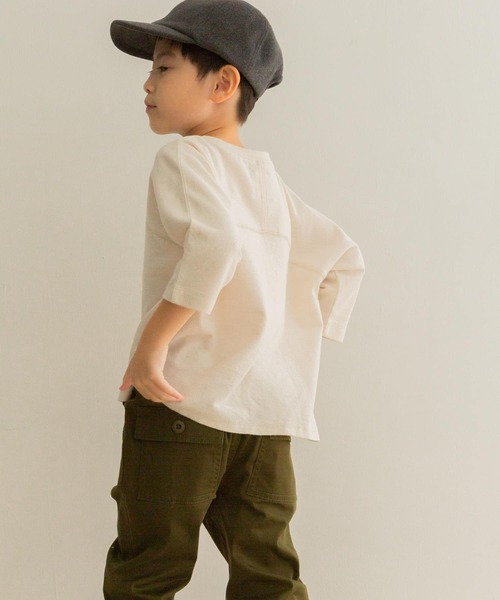 URBAN RESEARCH DOORS（アーバンリサーチドアーズ）の「梨地7分袖フットボールTシャツ(KIDS)（Tシャツ/カットソー・キッズ・オフホワイト/オレンジ系その他・120/105/135）」の2枚目の写真