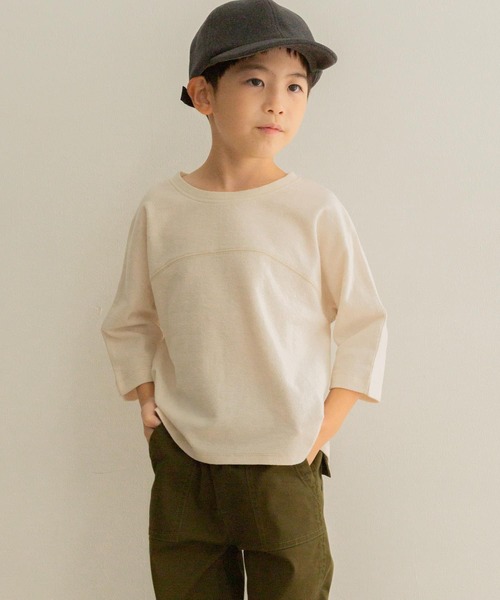 URBAN RESEARCH DOORS（アーバンリサーチドアーズ）の「梨地7分袖フットボールTシャツ(KIDS)（Tシャツ/カットソー・キッズ・オフホワイト/オレンジ系その他・120/105/135）」の8枚目の写真
