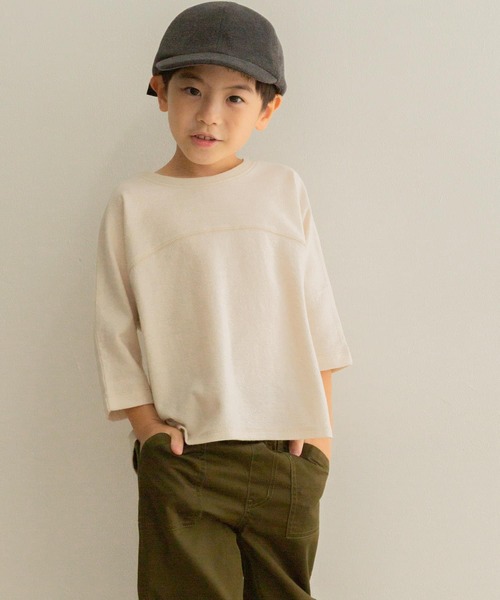 URBAN RESEARCH DOORS（アーバンリサーチドアーズ）の「梨地7分袖フットボールTシャツ(KIDS)（Tシャツ/カットソー・キッズ・オフホワイト/オレンジ系その他・120/105/135）」の9枚目の写真