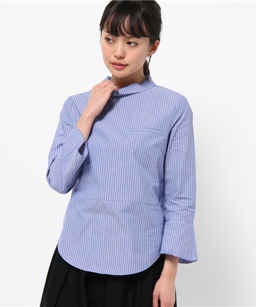 B:MING by BEAMS（ビーミングバイビームス）の「ビーミング by ビームス / スタンドカラープルオーバー（シャツ/ブラウス・レディース・ホワイト/サックスブルー/ブルー・SMALL/MEDIUM）」の3枚目の写真