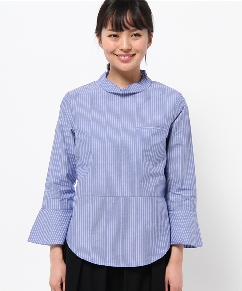 B:MING by BEAMS（ビーミングバイビームス）の「ビーミング by ビームス / スタンドカラープルオーバー（シャツ/ブラウス・レディース・ホワイト/サックスブルー/ブルー・SMALL/MEDIUM）」の9枚目の写真