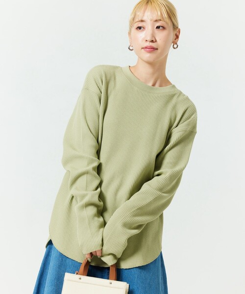 FREAK'S STORE（フリークスストア）の「【WEB限定】ワッフルチュニックプルオーバー（Tシャツ/カットソー・レディース・ナチュラル/ライトグレー/ブラック/ベージュ/ピンク/オリーブ/ブルー/ラベンダー/グリーン・ﾌﾘ-）」の6枚目の写真