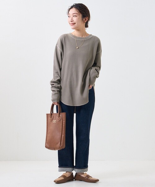 FREAK'S STORE（フリークスストア）の「【WEB限定】ワッフルチュニックプルオーバー（Tシャツ/カットソー・レディース・ナチュラル/ライトグレー/ブラック/ベージュ/ピンク/オリーブ/ブルー/ラベンダー/グリーン・ﾌﾘ-）」の18枚目の写真