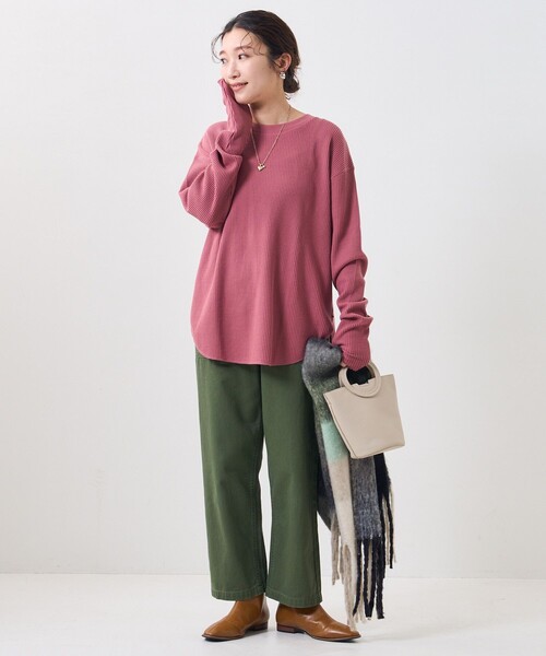 FREAK'S STORE（フリークスストア）の「【WEB限定】ワッフルチュニックプルオーバー（Tシャツ/カットソー・レディース・ナチュラル/ライトグレー/ブラック/ベージュ/ピンク/オリーブ/ブルー/ラベンダー/グリーン・ﾌﾘ-）」の21枚目の写真