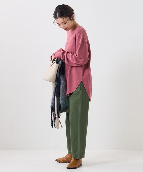 FREAK'S STORE（フリークスストア）の「【WEB限定】ワッフルチュニックプルオーバー（Tシャツ/カットソー・レディース・ナチュラル/ライトグレー/ブラック/ベージュ/ピンク/オリーブ/ブルー/ラベンダー/グリーン・ﾌﾘ-）」の22枚目の写真