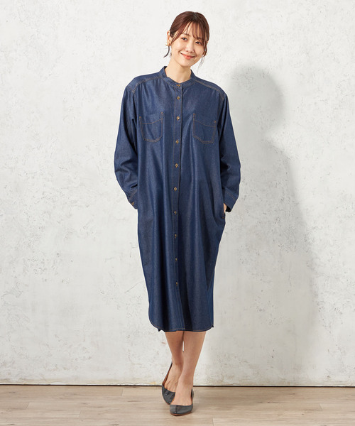 Petit Honfleur（プチオンフルール）の「テンセルデニムワンピース（ワンピース・レディース・ブルー/ネイビー・11号/9号）」の7枚目の写真