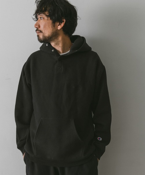 Champion(チャンピオン)の「『別注』Champion×DOORS RW HOODEDSNAPSWEAT(パーカー・メンズ・グレー/グリーン/ブラック/パープル/ネイビー/ライトブルー・LARGE/MEDIUM/X-LARGE)」の10枚目の写真