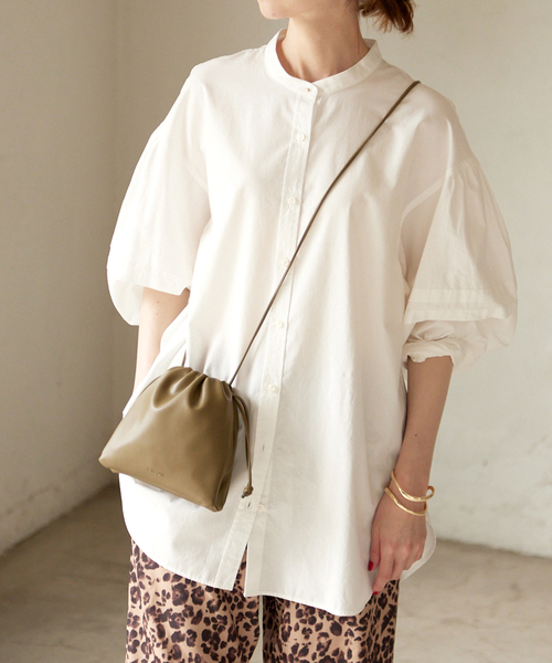 IENA 【ESLOW/エスロー】 ドローストリングショルダーバッグ◆ベージュ ESLOW/エスロー】ドローストリングショルダーバッグ◇｜フォー