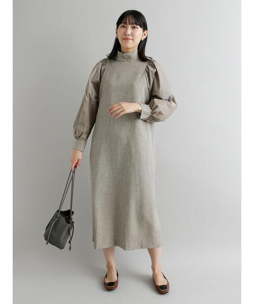 Te chichi CLASSIC（テチチクラシック）の「ハイネック切替ボリュームスリーブワンピース（ワンピース・レディース・ベージュ/ブラウン・ﾌﾘ-）」の22枚目の写真