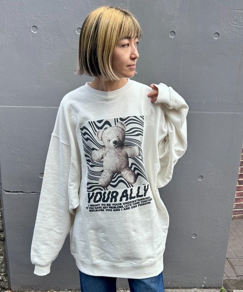 Candy Stripper（キャンディストリッパー）の「YOUR ALLY SWEAT ワンピース（スウェット・レディース・ブラック/ホワイト/パープル・2）」の2枚目の写真