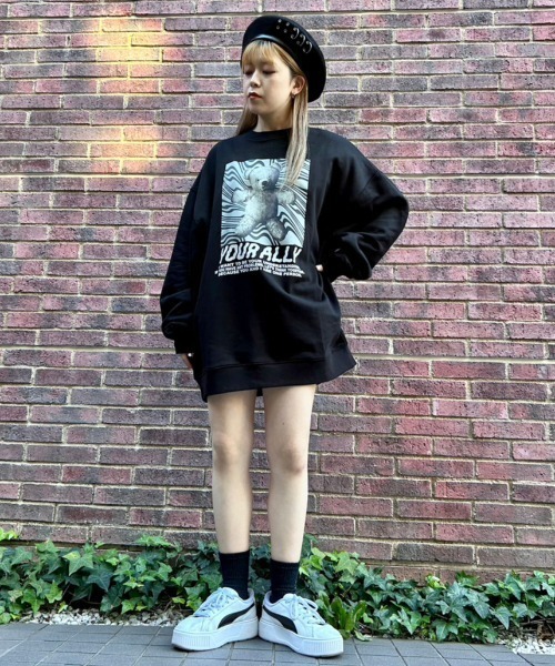Candy Stripper（キャンディストリッパー）の「YOUR ALLY SWEAT ワンピース（スウェット・レディース・ブラック/ホワイト/パープル・2）」の11枚目の写真