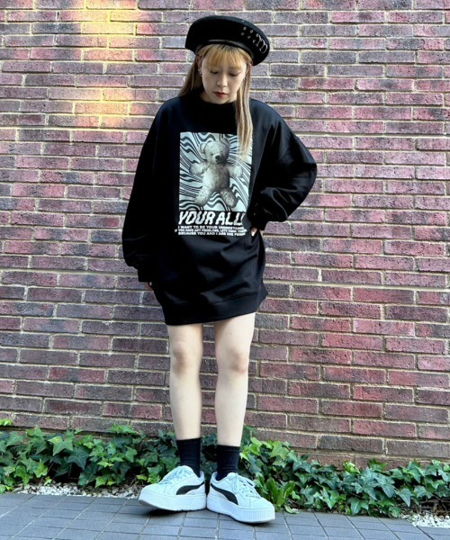 Candy Stripper（キャンディストリッパー）の「YOUR ALLY SWEAT ワンピース（スウェット・レディース・ブラック/ホワイト/パープル・2）」の12枚目の写真