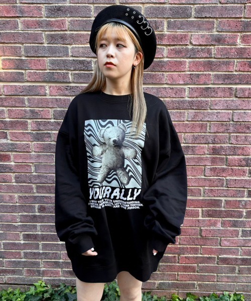 Candy Stripper（キャンディストリッパー）の「YOUR ALLY SWEAT ワンピース（スウェット・レディース・ブラック/ホワイト/パープル・2）」の19枚目の写真