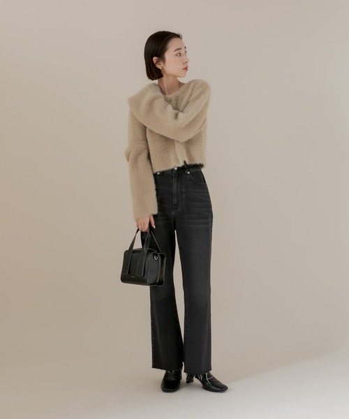 mline（エムライン）の「[mline] シャギーカーディガン（カーディガン/ボレロ・レディース・アイボリー/ブラック/ベージュ・FREE）」の9枚目の写真