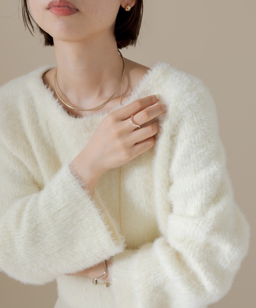 mline（エムライン）の「[mline] シャギーカーディガン（カーディガン/ボレロ・レディース・アイボリー/ブラック/ベージュ・FREE）」の6枚目の写真