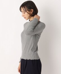 【洗える】裏起毛メローエッジハイネックリブTシャツ