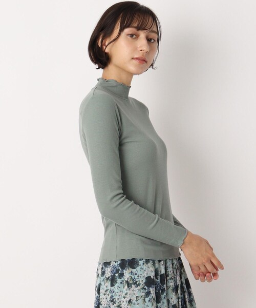 tシャツ 「洗える」裏起毛メローエッジハイネックリブTシャツ レディース 洗える】裏起毛メローエッジハイネックリブTシャツ（Tシャツ